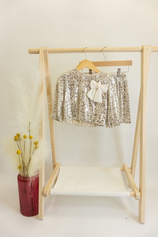 Silver Sequin Skirt Set