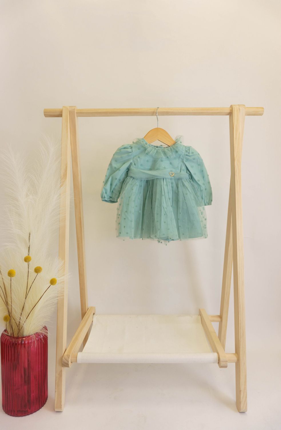 Ellie Teal Swiss Dot Flower Dress
