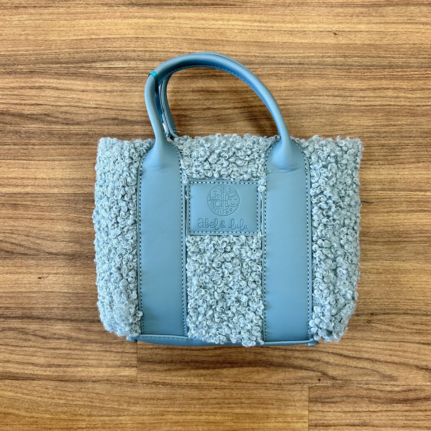 Blue Shearling Tiny Tote