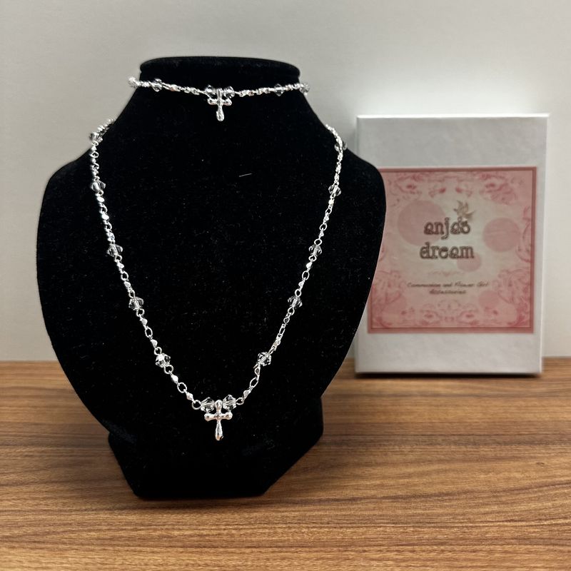 Silver Cross Bracelet &amp; Necklace Set