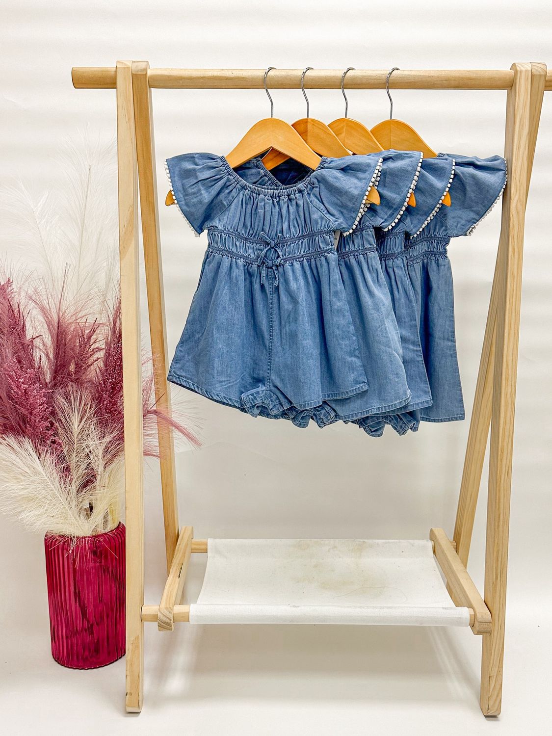 Chambray Flutter Sleeve Romper