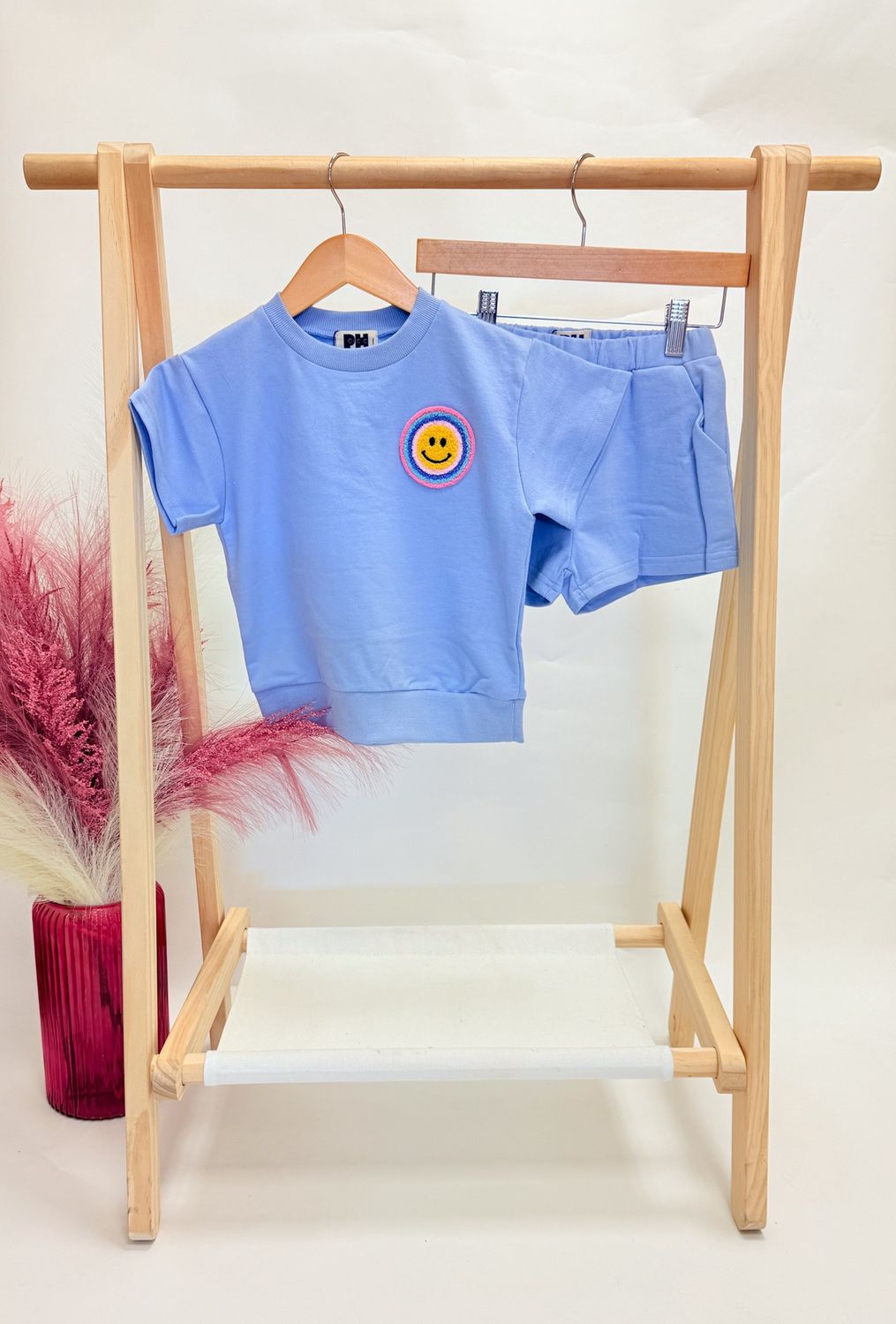 Sky Blue Smiley Short Set