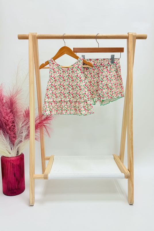 Pink Daisy Ribbed Set