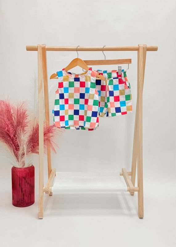 Rainbow Check Short Set