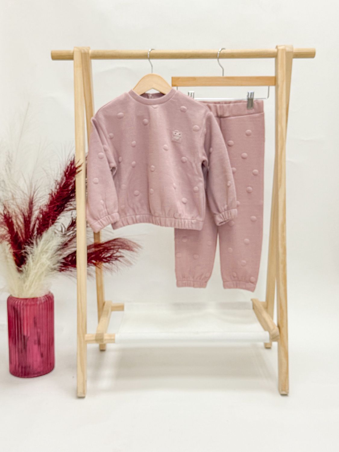 Mauve Polka Dot Lounge Set