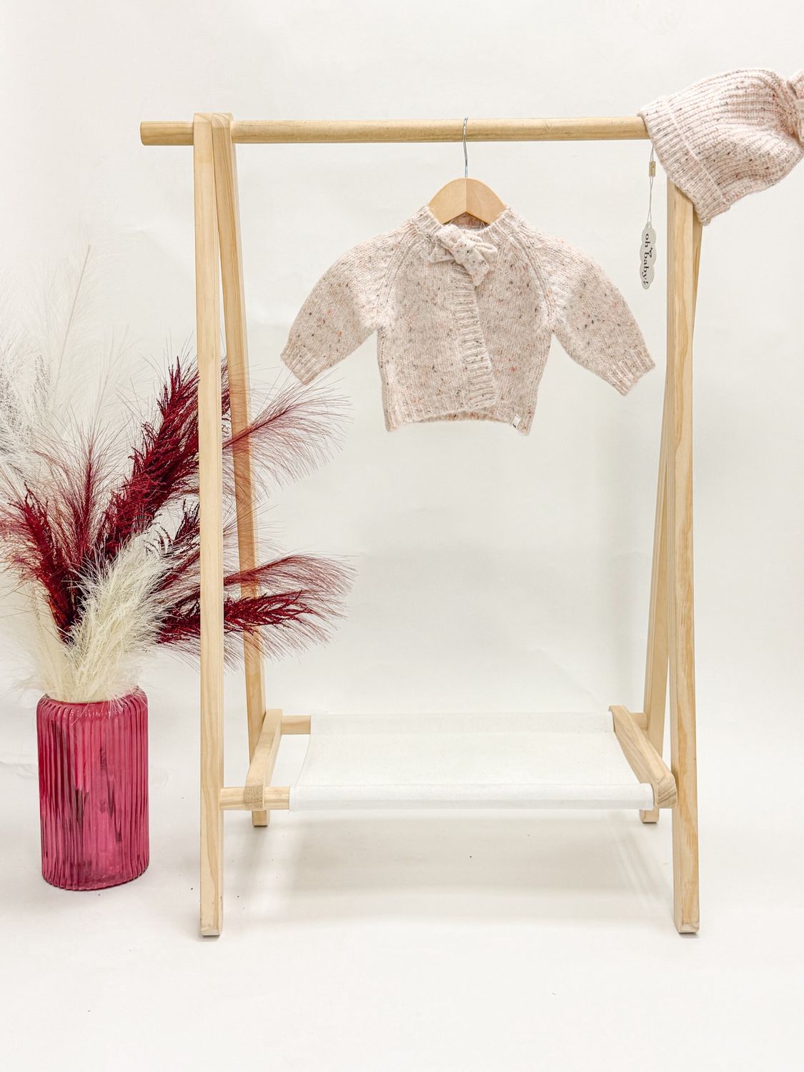 Speckled Scandi Bow Hat + Cardigan
