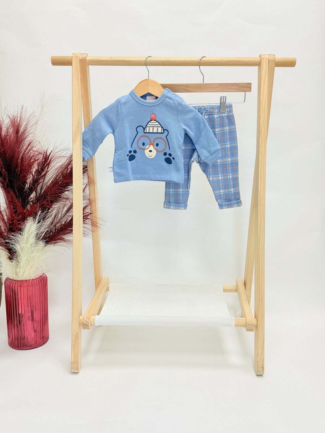 Bear Plaid Pant Set