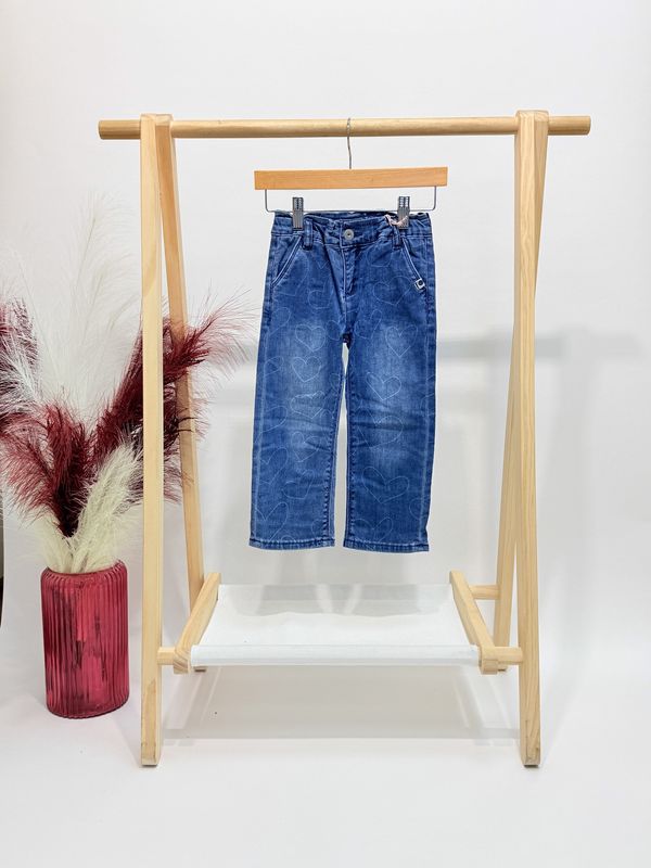 Heart Printed Denim