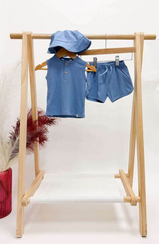 Ames Ribbed Knit Short Set + Hat