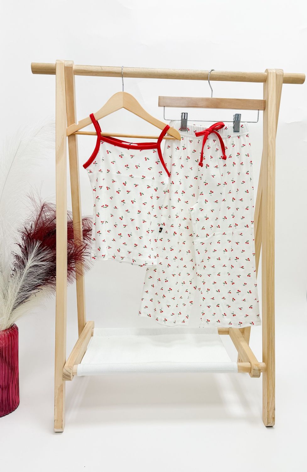 Cherry Ribbed Pant Set