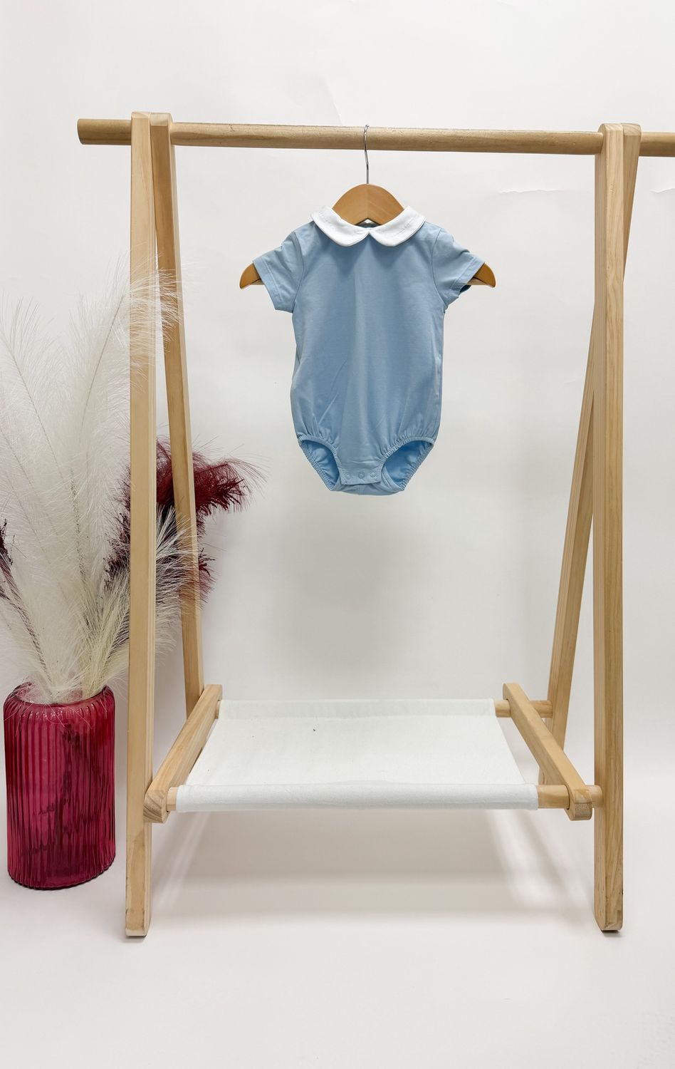 Blue Embroidered Bodysuit