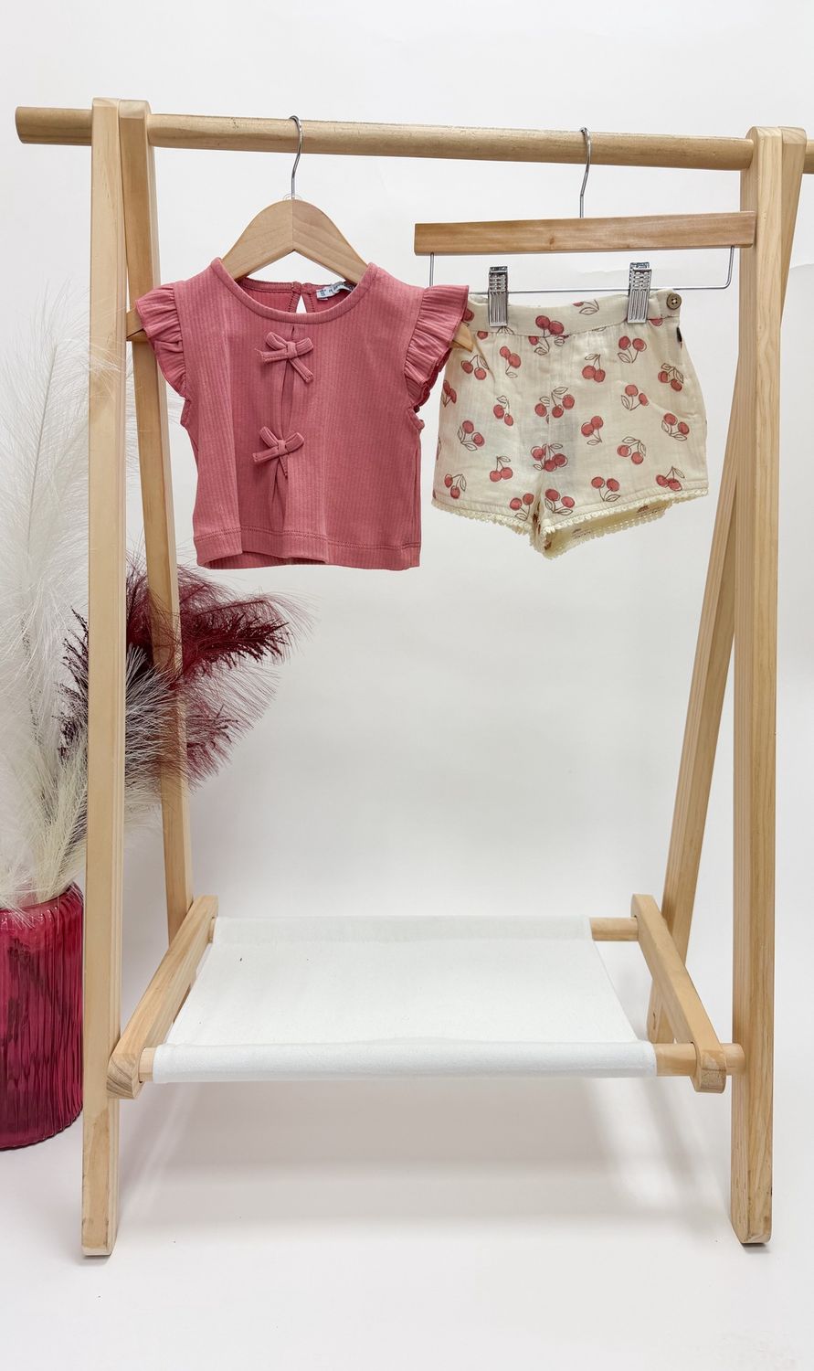 Cherry Ruffle Short Set