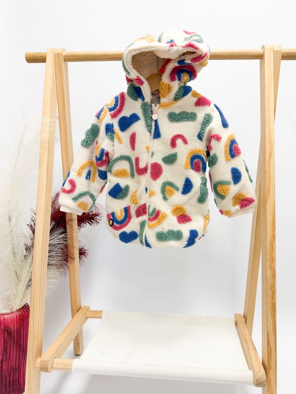 Rainbow Abstract Fur Coat