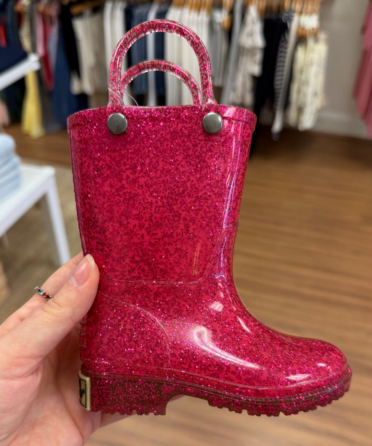 Pink Glitter Rain Boots