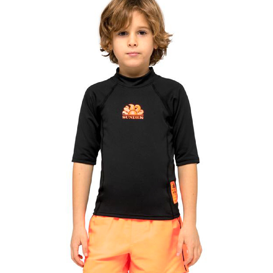 Boys Sundek Logo S/S Rash Guard - Black