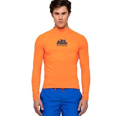 Men Sundek Logo Rash Guard Long Sleeve - Flash Orange