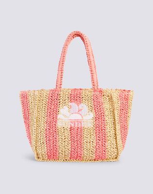 Vita - Woven Straw Bag With Embroidered Logo