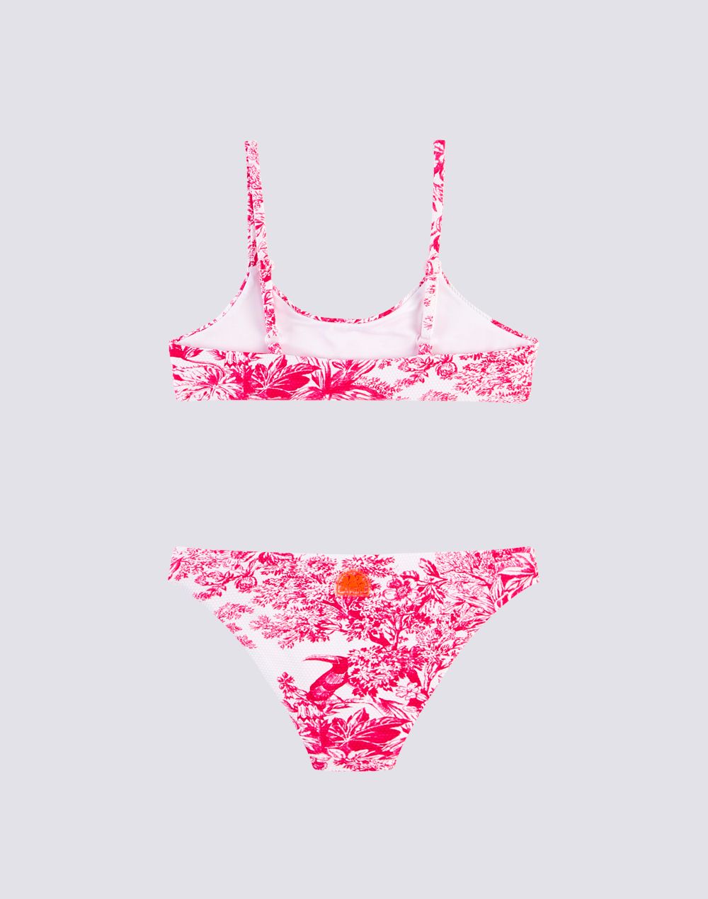 Bikini With Bandeau Top And Fixed Slip Toile De Jouy