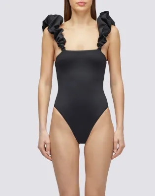 One Piece Swimming Costume With Ruffles