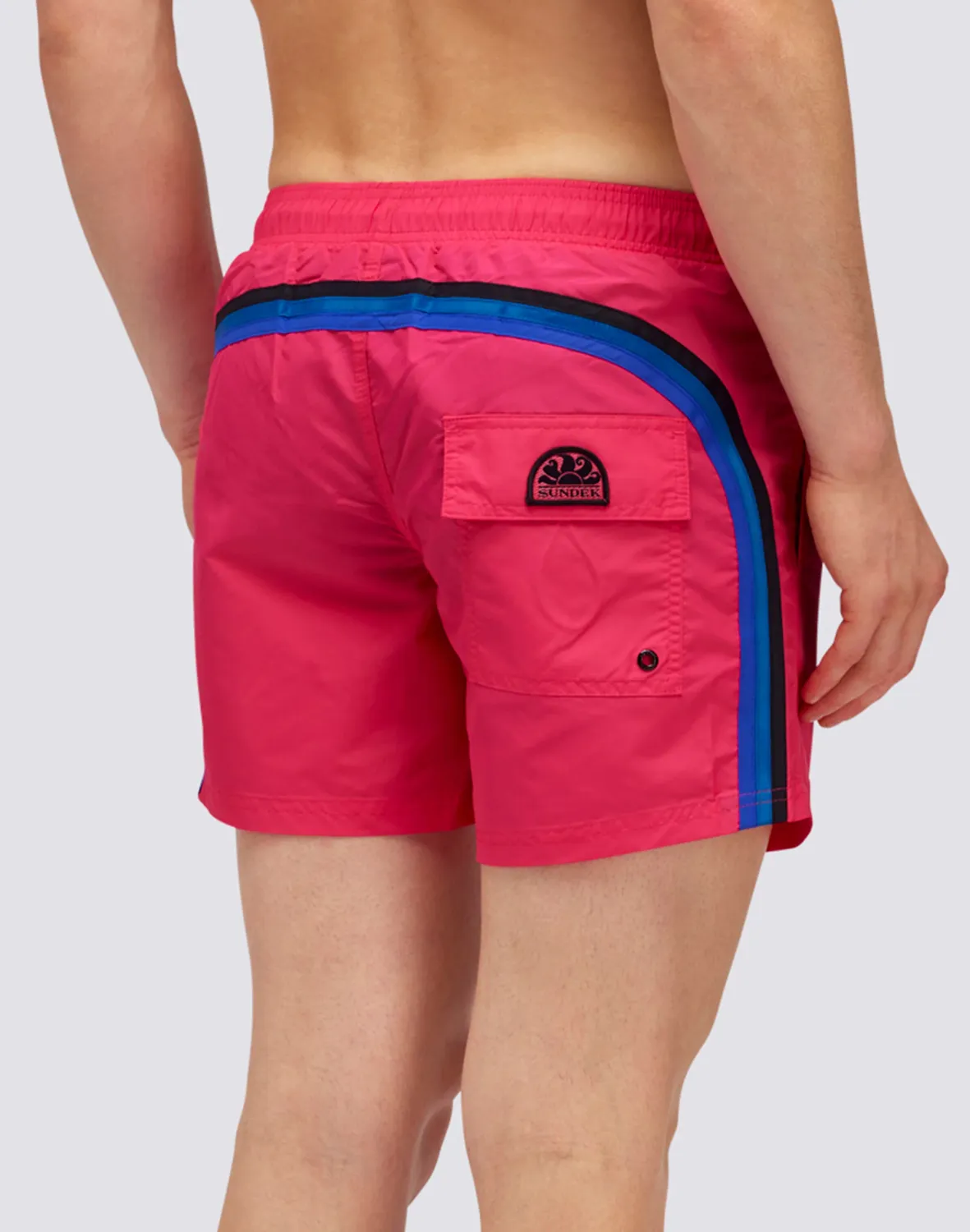 Sundek Swim shorts Elastic Waist Iconic Taffeta Dark Rainbow Flamingo 04