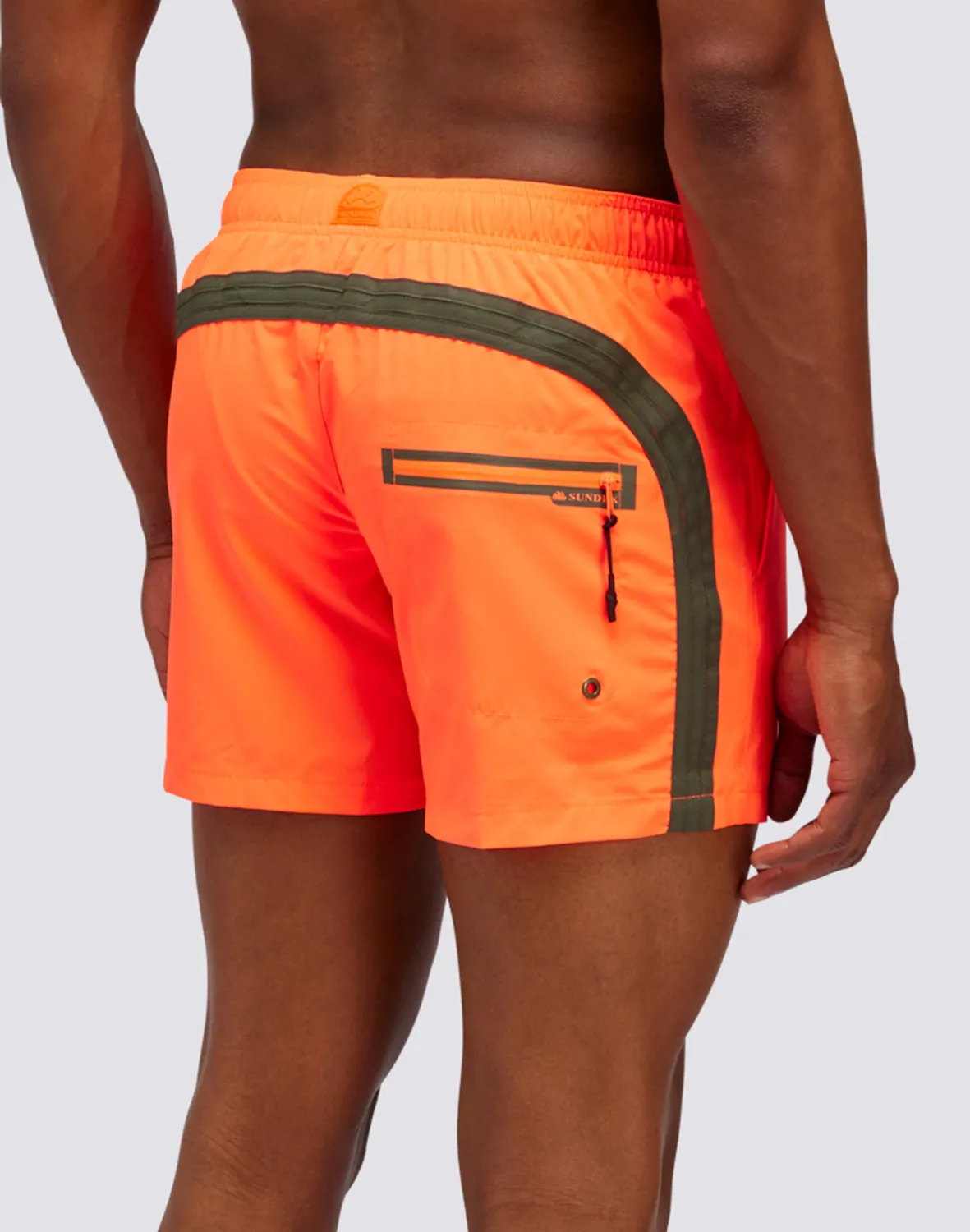Sundek Swim shorts With Stretch Elastic Waist And Pocket Fluo Orange 01