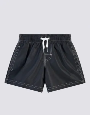 Sundek Boys Black Iconic Taffeta Stretch Waist Swim Trunks