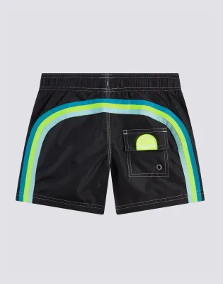 Sundek Boys Black Iconic Taffeta Stretch Waist Swim Trunks