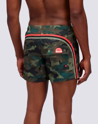Sundek Men Camou Print Medium Swimming Shorts with Elasticated Waist