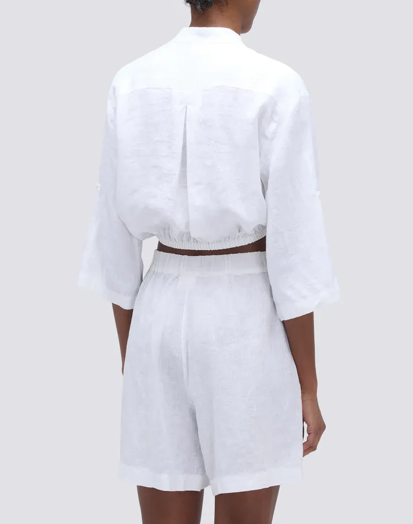 Sundek Women White Cropped Linen Shirt