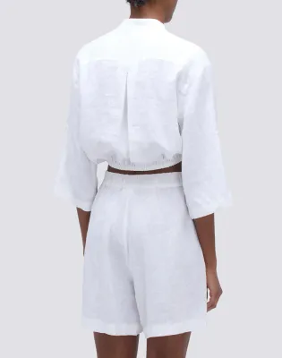 Sundek Women White Cropped Linen Shirt