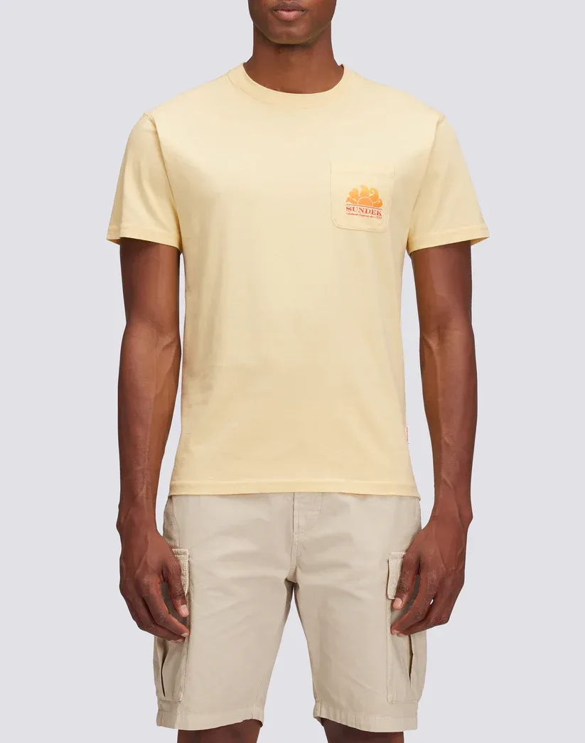 Sundek Men Sorbet New Herbert Crew Neck T-Shirt with Maxi-Logo