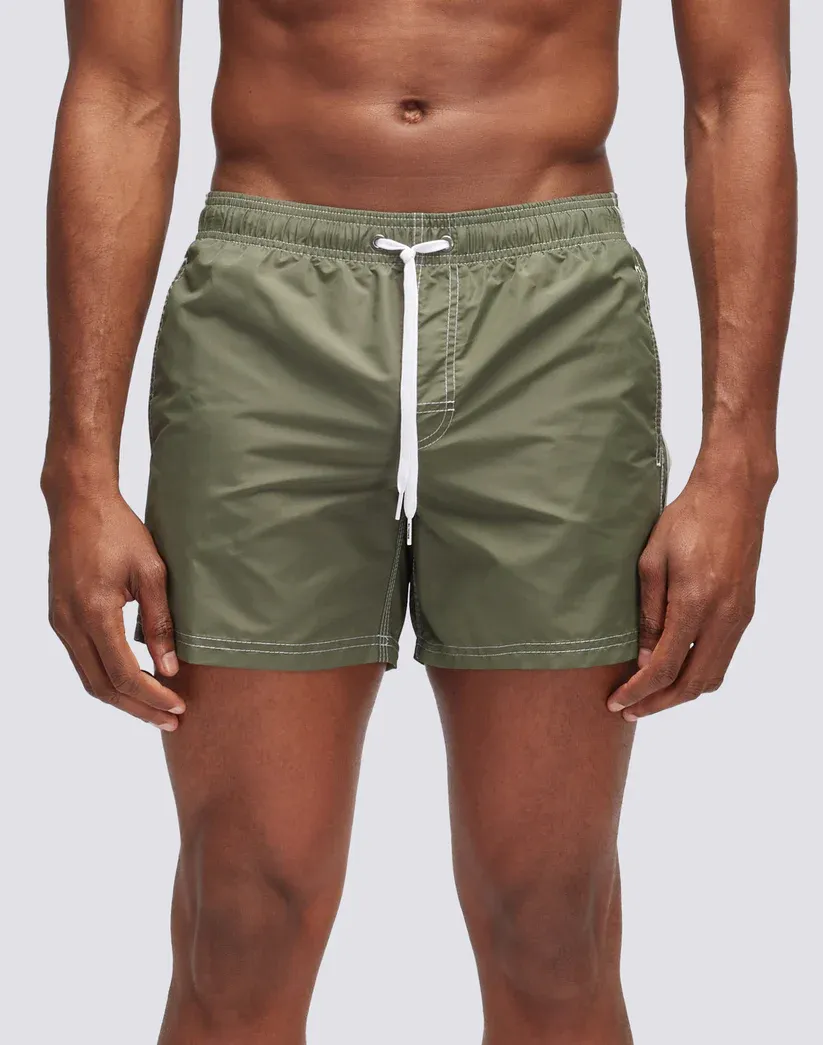 Sundek Men Dark Green Iconic Taffeta Swim Shorts