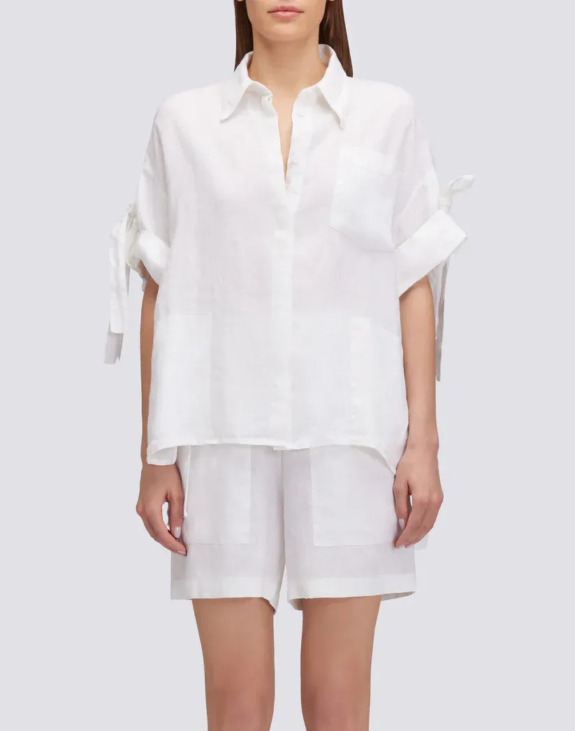 Sundek Women White Garment-Dyed Linen Shirt