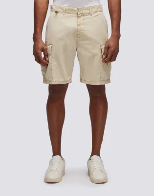 Sundek Men Sand Cargo Shorts in Garment-Dyed Fabric with Rainbow