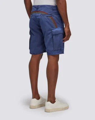 Sundek Men Navy Cargo Shorts in Garment-Dyed Fabric with Rainbow