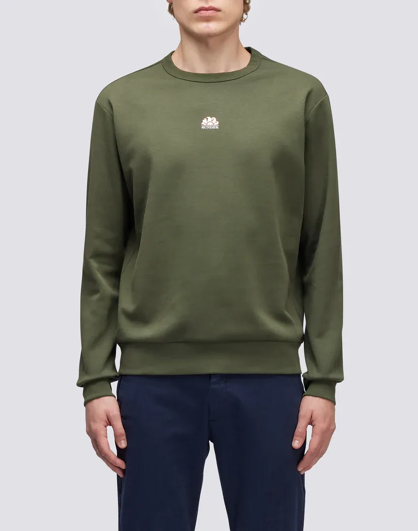 Sundek Men Dark Green Crew Neck Sweatshirt