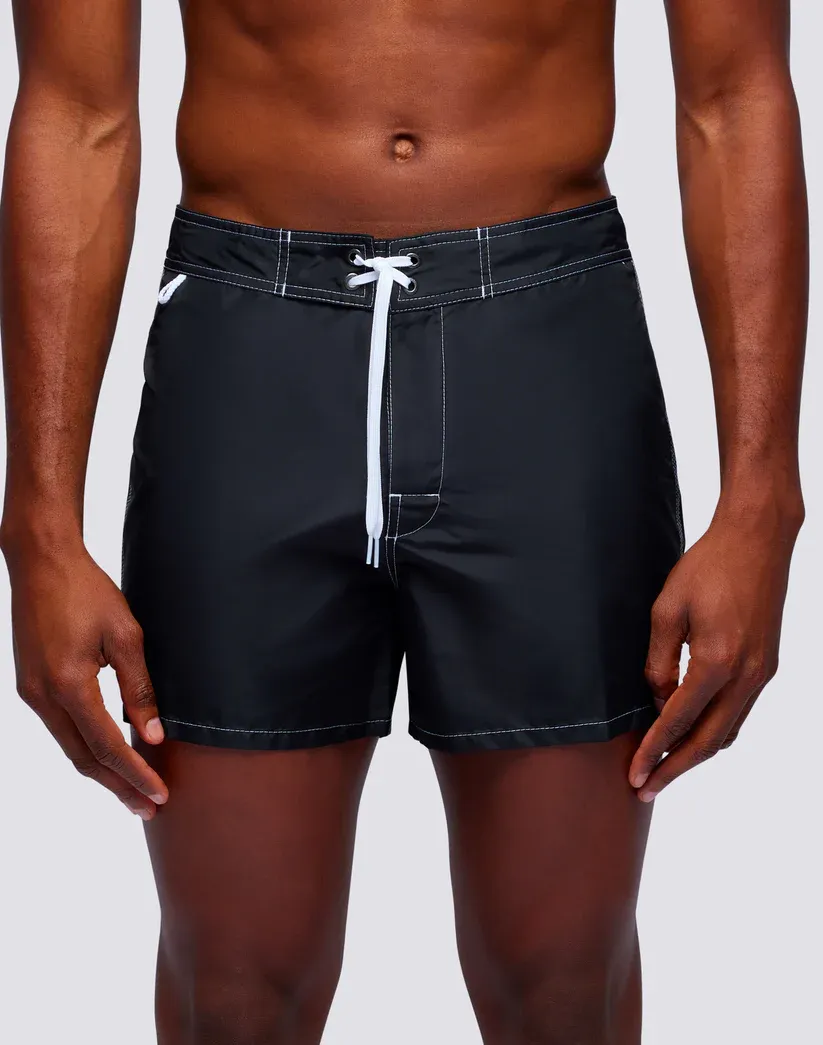 Sundek Men Black Iconic Swimshorts Taffeta Fixed Waist Swimshorts