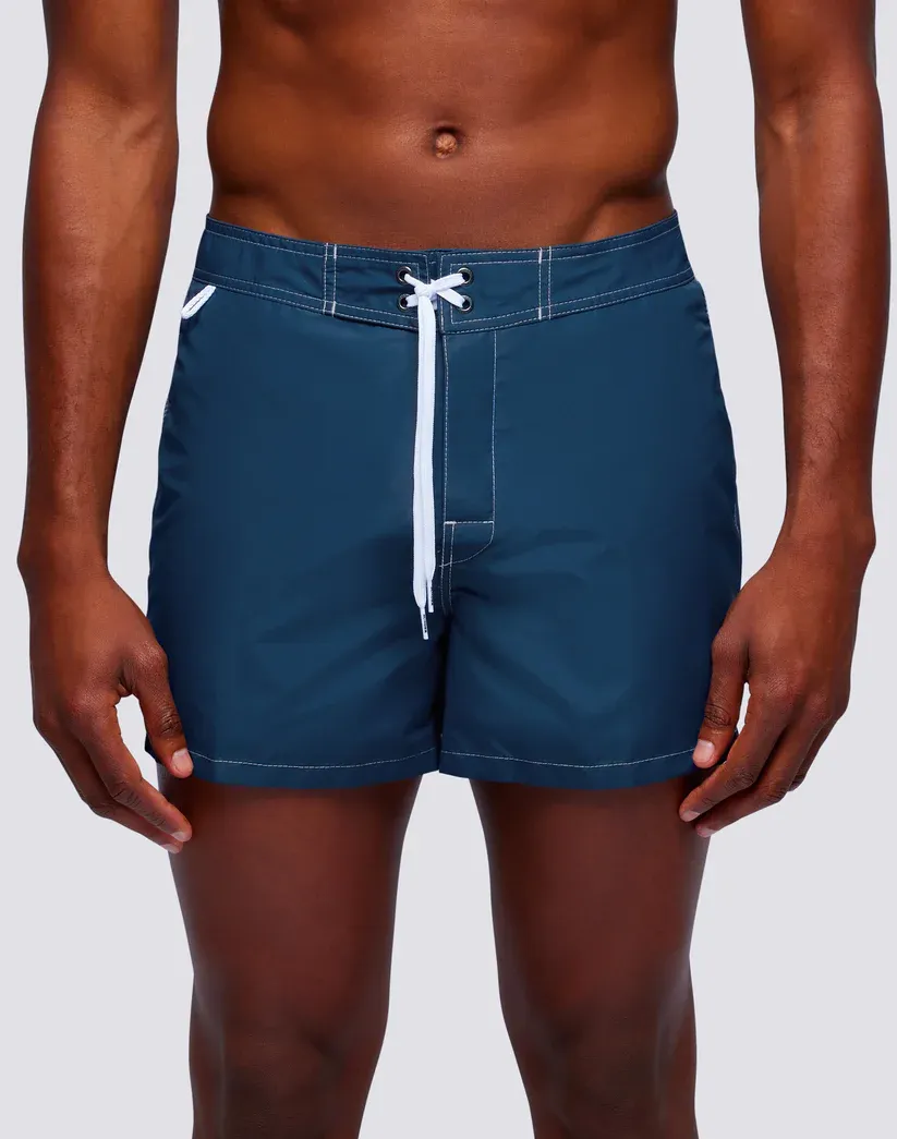 Sundek Men Navy Iconic Swimshorts Taffeta Fixed Waist Swimshorts