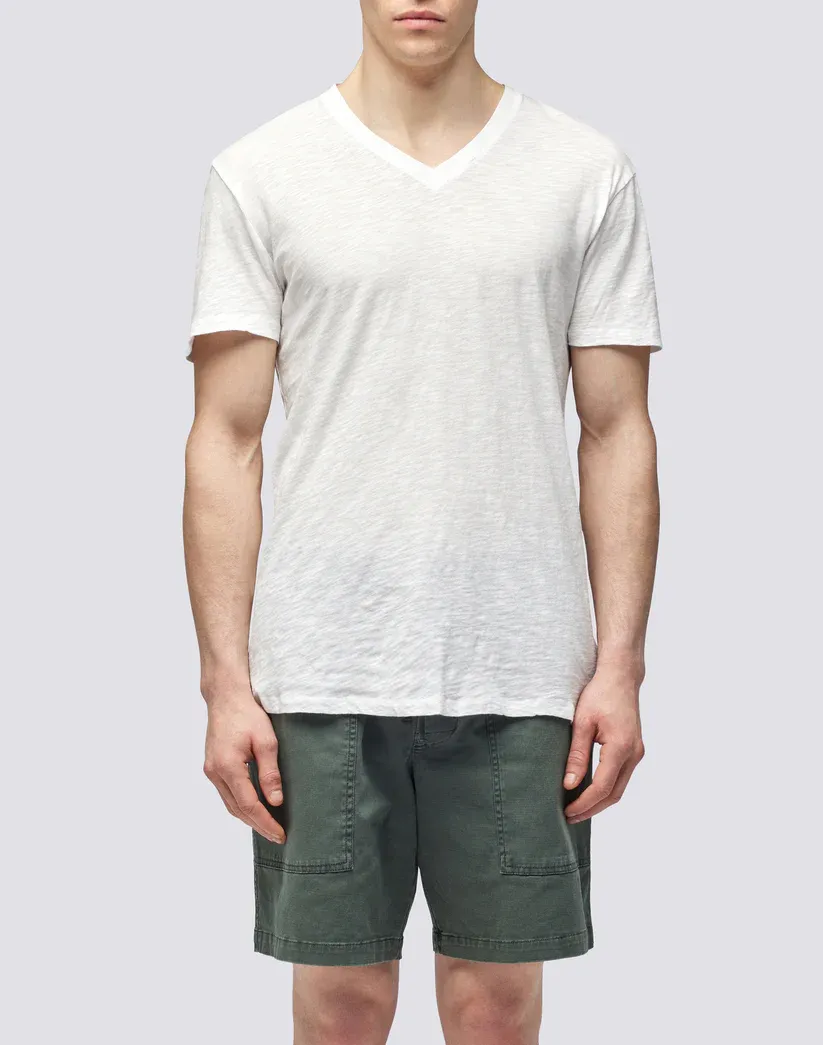 Sundek Men Off-White Dyed T-Shirt with V-Neck