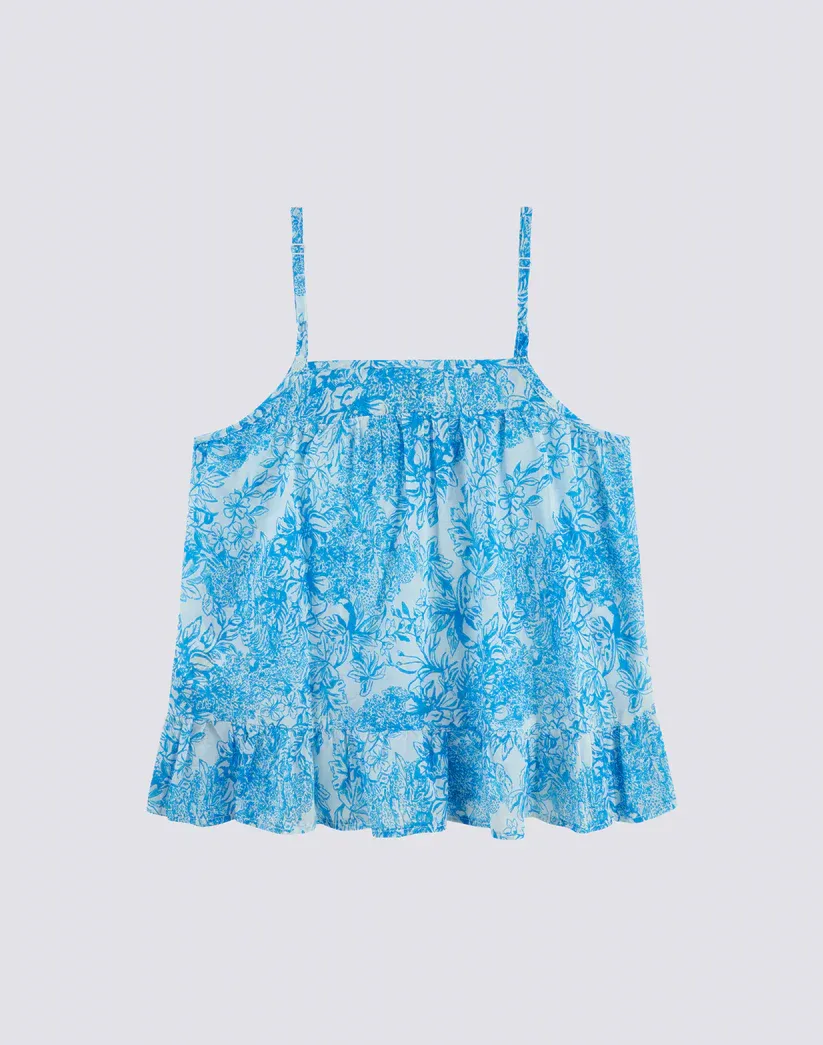 Sundek Girls Bilberry Top with Laces with Fleur de Joie Print