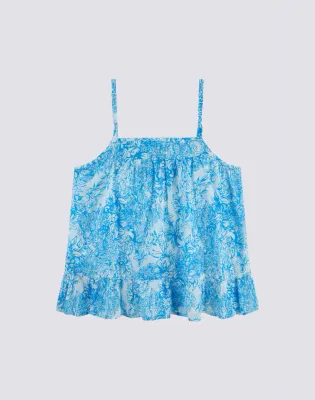 Sundek Girls Bilberry Top with Laces with Fleur de Joie Print