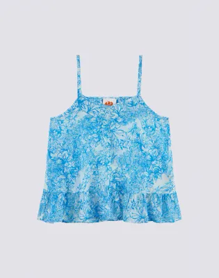 Sundek Girls Bilberry Top with Laces with Fleur de Joie Print