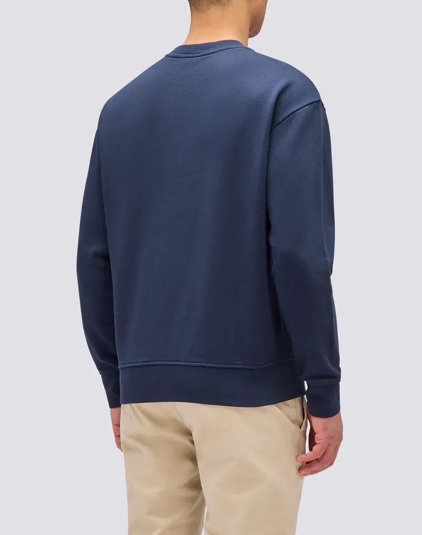 Sundek Men Navy Crewneck Sweatshirt with Embroidered Logo