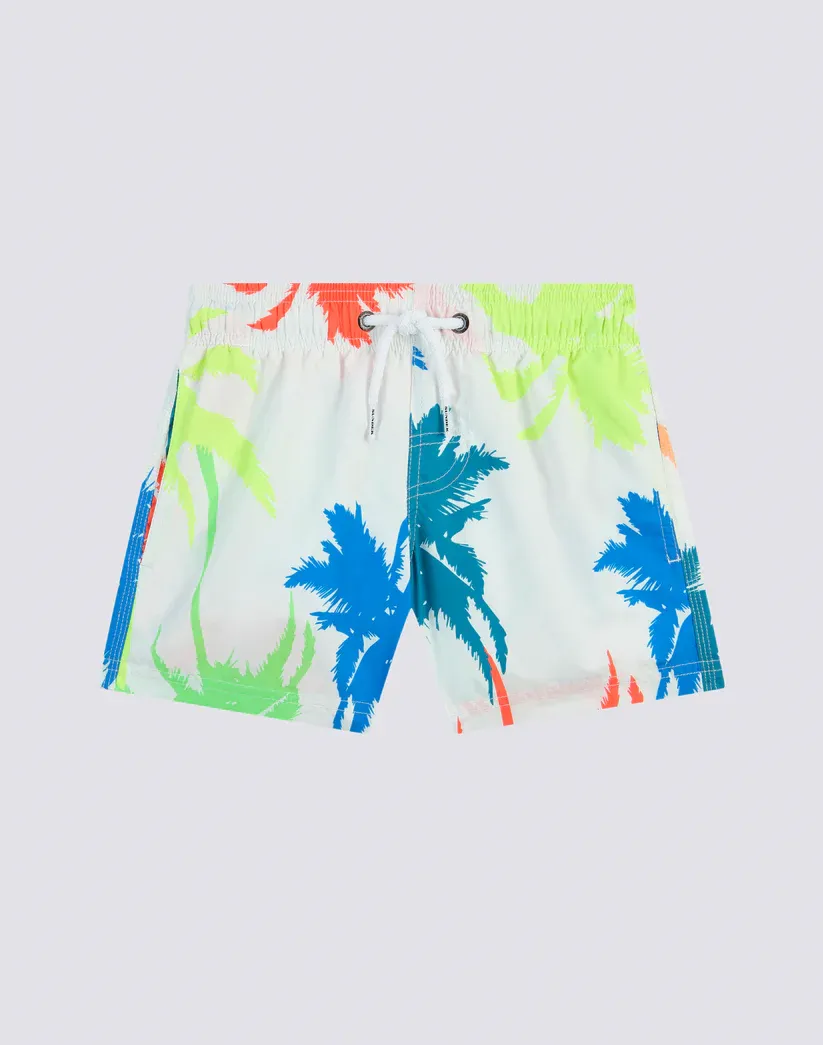 Sundek Boys White Swimshorts Short Elasticated Waist Multipalm