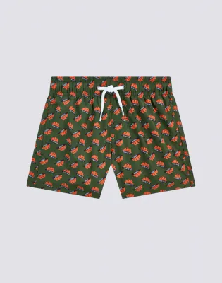 Sundek Boys Dino Short Swimshorts Elasticized Waist Orange Print Recycled Poly Logo