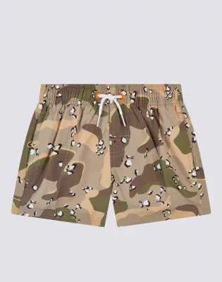 Sundek Boys Mud Repreve® Elasticated Waist Short Swimshorts with Spotted Camo Print