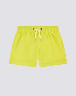 Sundek Boys Acid Yellow Swimshorts Short Elasticated Waist Iconic Taffeta