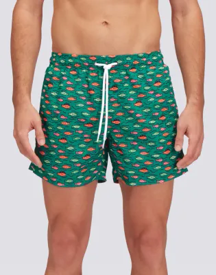 Sundek Men Crayon Recycled Poly Short Swimshorts with Elastic Waist Fishball Print