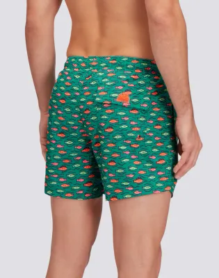 Sundek Men Crayon Recycled Poly Short Swimshorts with Elastic Waist Fishball Print