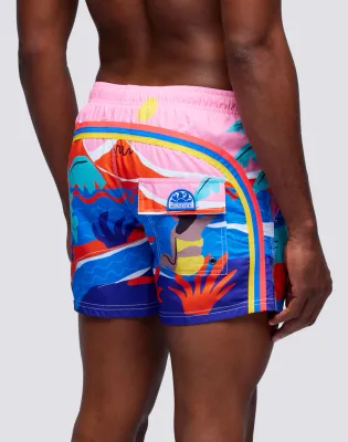 Sundek Men Multicolor Swim Shorts Print Polynesia Dream Repreve®